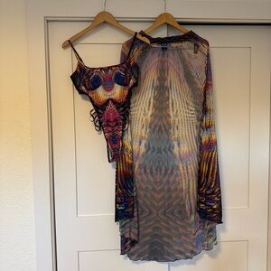 Badinka Strappy Bodysuit and Skirt Set Size Large